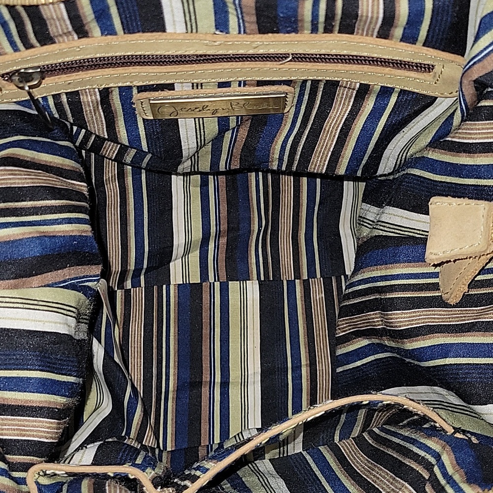 Jesslyn Blake for Anthropologie Tan Canvas Leather Tote Crossbody Shoulder Bag - Picture 12 of 15